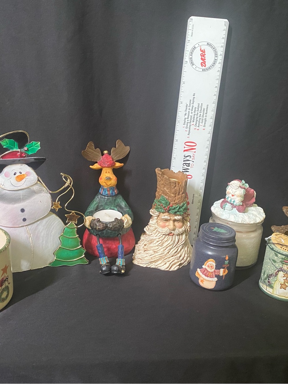 Holiday Santa & Reindeer Tealight Holders - Festive Green and Red
